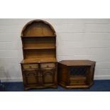 AN OAK DUTCH DRESSER, with two drawers, width 92cm x depth 41cm x height 183cm and an oak lead