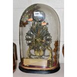 A VICTORIAN BRASS SKELETON CLOCK OF GOTHIC DESIGN, single fusee movement, anchor escapement, bell