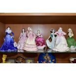 SEVEN COALPORT LADY FIGURES, comprising Ladies of Fashion 'Anne figurine of the year 1997', '