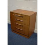 A G PLAN FRESCO TEAK CHEST OF FOUR DRAWERS, width 72cm x depth 45cm x height 76cm (sd)