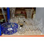 A GROUP OF GLASSWARE, including a part suite of Stuart Crystal drinking glasses, including ten