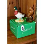 A BOXED JOHN BESWICK MALLARD, JB34, height 11cm and a Beswick 'Eagle' whisky flask No 2104 (