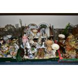 SIX BOXES AND LOOSE CERAMICS AND GLASSWARE, including figural ornaments, animal figures, three