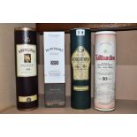 FOUR BOTTLES OF SINGLE MALT comprising one bottle of Tullibardine aged 10 years, 40% vol. 70cl, fill