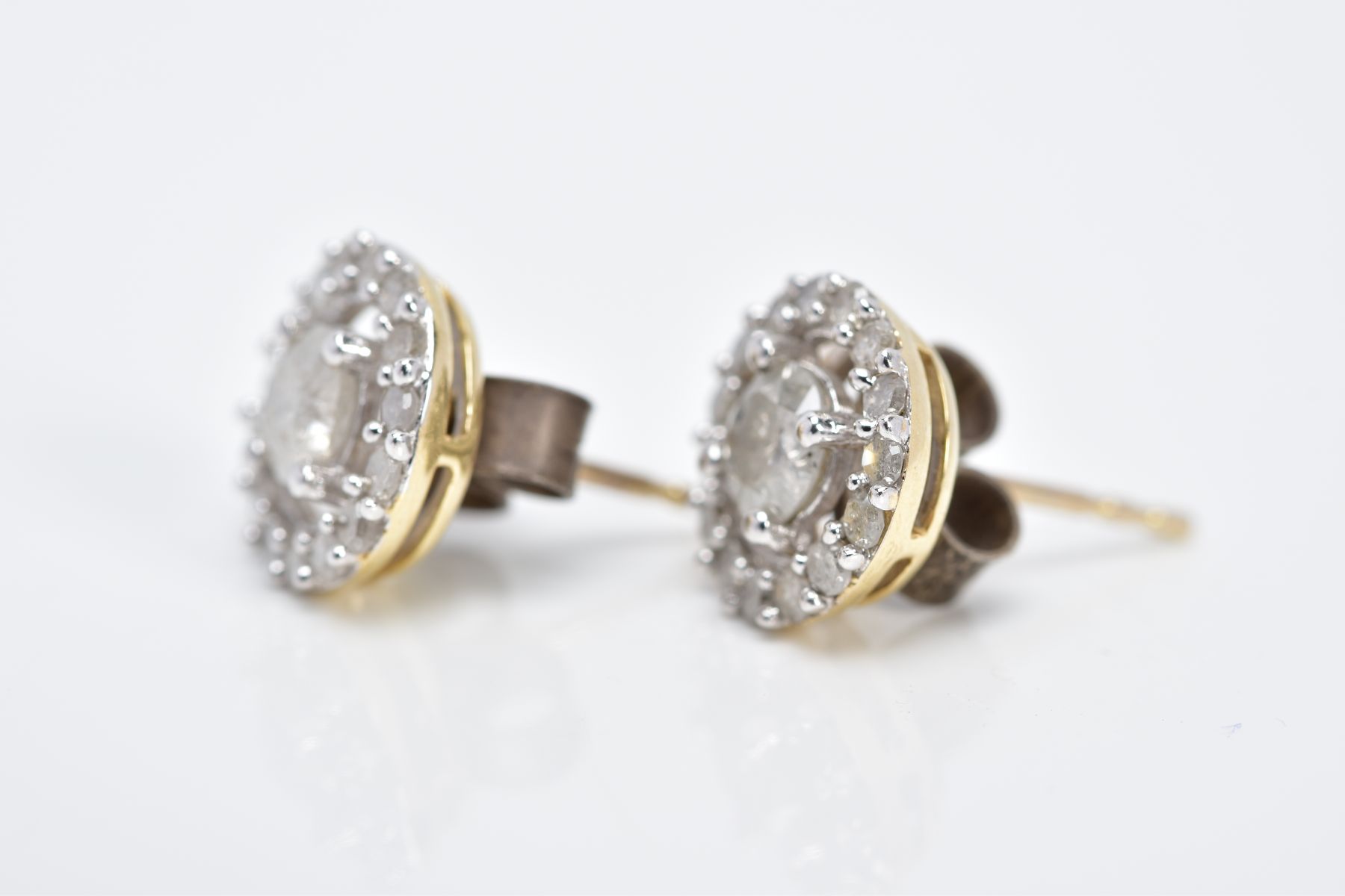 A PAIR OF HALO DIAMOND EARRINGS, each of an openwork circular form, set with a central claw set - Image 2 of 3