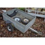 A GALVANISED METAL SINGLE AXLE TRAILER, 85cm x 120cm