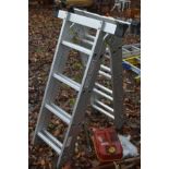 AN ALUMINIUM MULTI-PURPOSE FOLDING 14FT LADDER