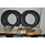 A SET OF FOUR MICHELIN 5.5X19 VINTAGE TYRES and four inner tubes in three boxes