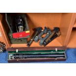 A NUMBER OF MILITARY INTEREST, gun sights, periscopes etc and boxed 1942 dated periscope sight,