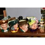 A GROUP OF TWELVE ROYAL DOLTON CHARACTER JUGS, a Royal Doulton small toby jug of 'Cap'n Cuttle