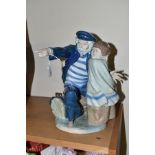A LARGE NAO FOR LLADRO FIGURE GROUP, 'Waiting for the Fishermen' No 0699, depicting pegleg sea