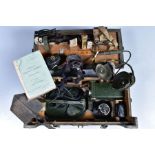 LARGE AMMUNITION CASE, containing various gauges/instruments, military etc