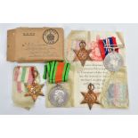 AN ORIGINAL BOX OF ISSUE FOR WWII MEDALS, containing the following, 1939-45, Africa, Italy Stars,