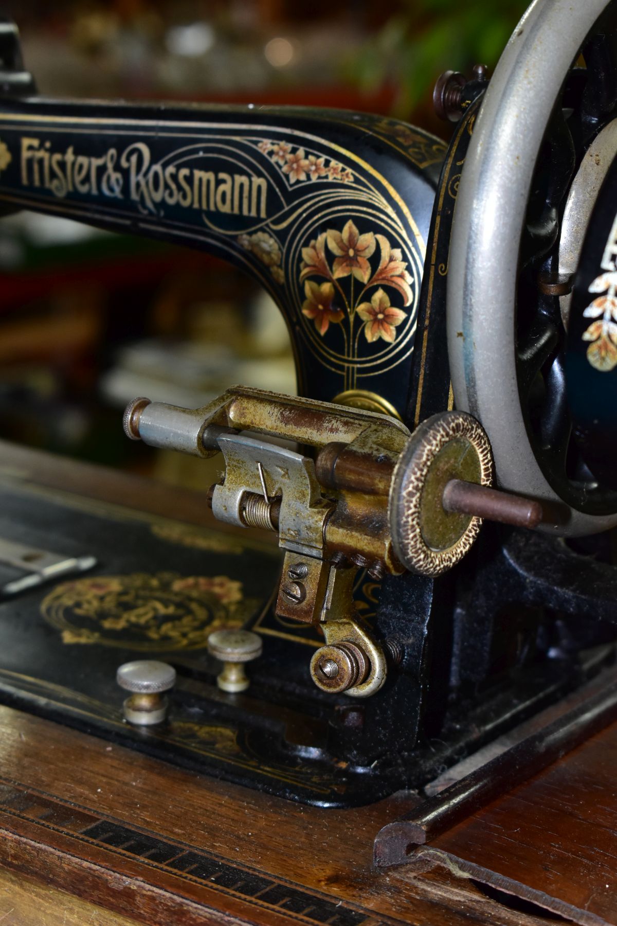 A FRISTER & ROSSMAN CAST IRON SEWING MACHINE, machine and floral decoration in fairly good - Image 5 of 5