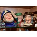 FIVE ROYAL DOULTON CHARACTER JUGS, 'Izaak Walton' D6404, 'Old Salt' D6551, 'Merlin' D6529, 'Dick