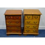 A NEAR PAIR OF HARDWOOD CHEST OF TWO SHORT OVER THREE LONG DRAWERS, width 53cm x depth 43cm x height
