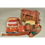 A QUANTITY OF SHOTGUN CARTRIDGES, CARTRIDGE BELTS ETC, consisting of: (a) Brady canvas cartridge bag