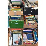 SIX BOXES OF BOOKS, including antique reference/price guides, autobiographies, fishing interest,