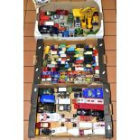 A QUANTITY OF UNBOXED AND ASSORTED PLAYWORN DIECAST VEHICLES, to include Dinky, Corgi, Matchbox,