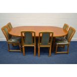 A 1980'S TEAK EXTENDING DINING TABLE, with one additional leaf, extended length 211cm x closed 151cm