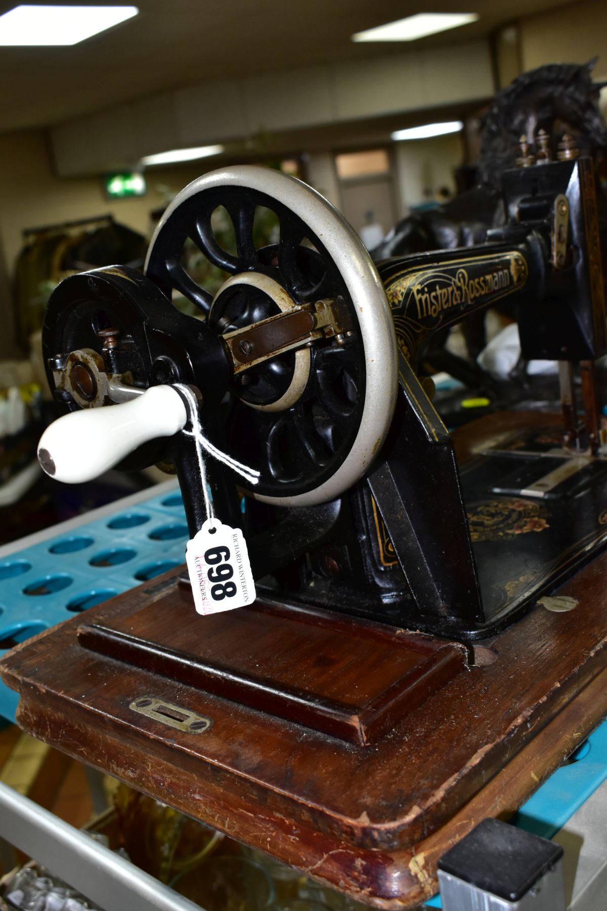 A FRISTER & ROSSMAN CAST IRON SEWING MACHINE, machine and floral decoration in fairly good - Image 3 of 5