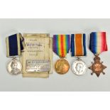 A GROUP OF FOUR WWI ERA MEDALS to Sgt PLY 4008 Herbert GRAVENER R.M.L.I. Royal Marine Light Infantry