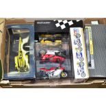 A QUANTITY OF ASSORTED BOXED AND UNBOXED RACING CAR AND MOTORBIKE MODELS, to include Mattel Hot