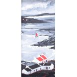 Sean Lorinyenko - SAILING AT TRA NA ROSANN, DOWNINGS - Acrylic on Board - 10.5 x 4.5 inches -