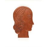 Markey Robinson - HEAD OF A SHAWLIE - Carved Wooden Plaque - 11 x 7 inches - Signed