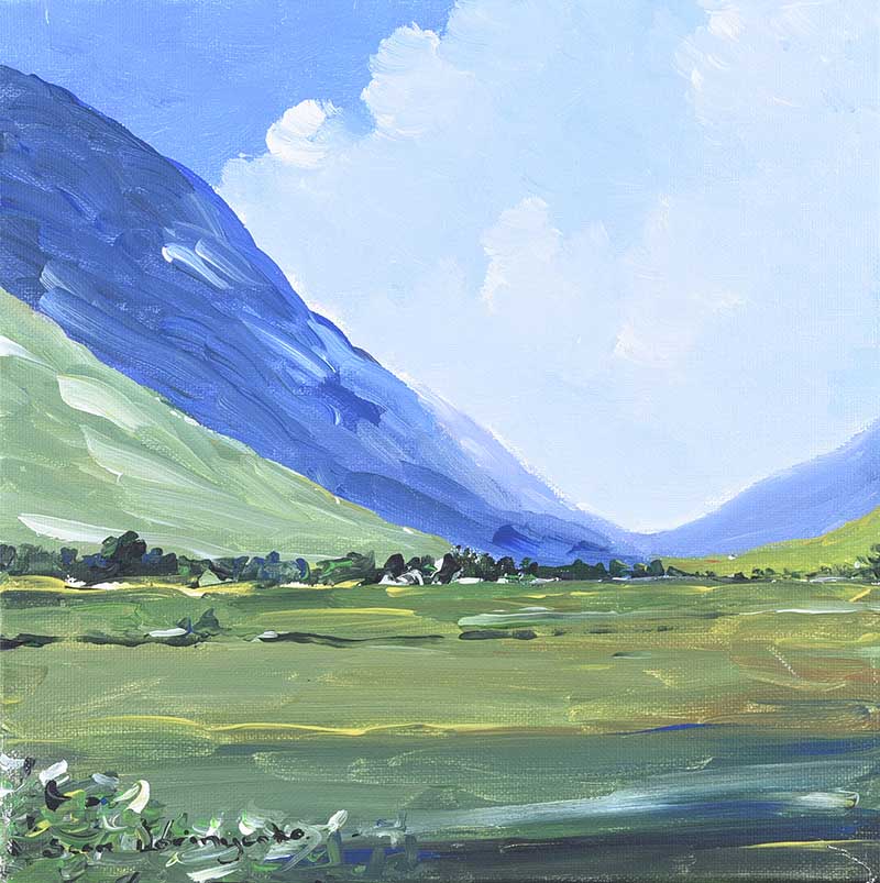 Sean Lorinyenko - THE BLUE STACKS BARNSMORE, DONEGAL - Acrylic on Canvas - 10 x 10 inches - Signed