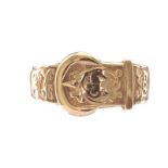 9CT GOLD ENGRAVED BELT RING