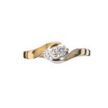 18CT GOLD TWO STONE DIAMOND RING