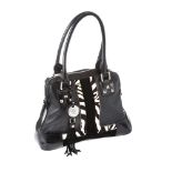 SHARIF 1827' BLACK LEATHER HANDBAG WITH PONY SKIN DETAILING