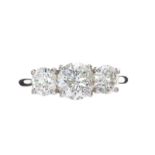 18CT WHITE GOLD THREE STONE DIAMOND RING