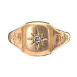 9CT GOLD DIAMOND GENT'S SIGNET RING