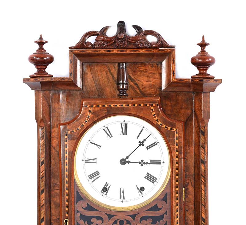 VICTORIAN INLAID WALL CLOCK - Image 2 of 3