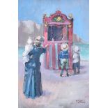 Margaret Palmer - THE PUNCH & JUDY SHOW - Oil on Board - 13 x 9 inches - Signed