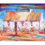 John Stewart - OLD IRISH COTTAGE - Oil on Canvas - 10 x 12 inches - Signed