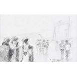 Colin H. Davidson - STARTING THE DAY SHIFT - Pencil on Paper - 5 x 8 inches - Signed