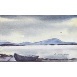 Dermot Kelly - BEACHED BOAT - Watercolour Drawing - 3 x 5 inches - Signed