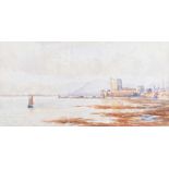 William Keown McCaughan - OLD CASTLE, CARRICKFERGUS - Watercolour Drawing - 6.5 x 12.5 inches -