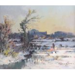 William Cunningham - STROLL BY THE RIVER - Oil on Canvas - 10 x 12 inches - Signed