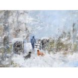 Tom Kerr - WINTER WALK, CANDEBOYE AVENUE, HELEN'S BAY - Acrylic on Board - 12 x 15 inches - Signed