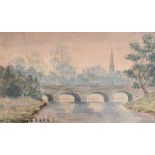 William Gibbs Mackenzie ARHA - THE STONE BRIDGE - Watercolour Drawing - 4 x 7 inches - Signed