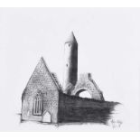 Stephen Montague - THE OLD CHURCH - Pencil on Paper - 7 x 8 inches - Signed