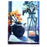 Brian Ballard RUA - FLOWERS & TEAPOT - Coloured Print - 13.5 x 9.5 inches - Signed