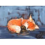 Eileen McKeown - SLEEPING FOX - Acrylic on Canvas - 18 x 24 inches - Signed in Monogram