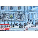 Cupar Pilson - EARLY SNOWFALL, BELFAST CITY HALL - Acrylic on Board - 7 x 10 inches - Signed