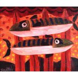 Graham Knuttel - TWO FISH - Oil on Canvas - 10 x 12 inches - Signed