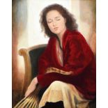 Ken Hamilton - GIRL WITH A LUTE - Oil on Board - 12 x 10 inches - Signed